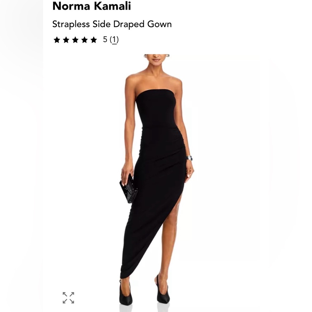Norma Kamali Black Asymmetrical Strapless Gown